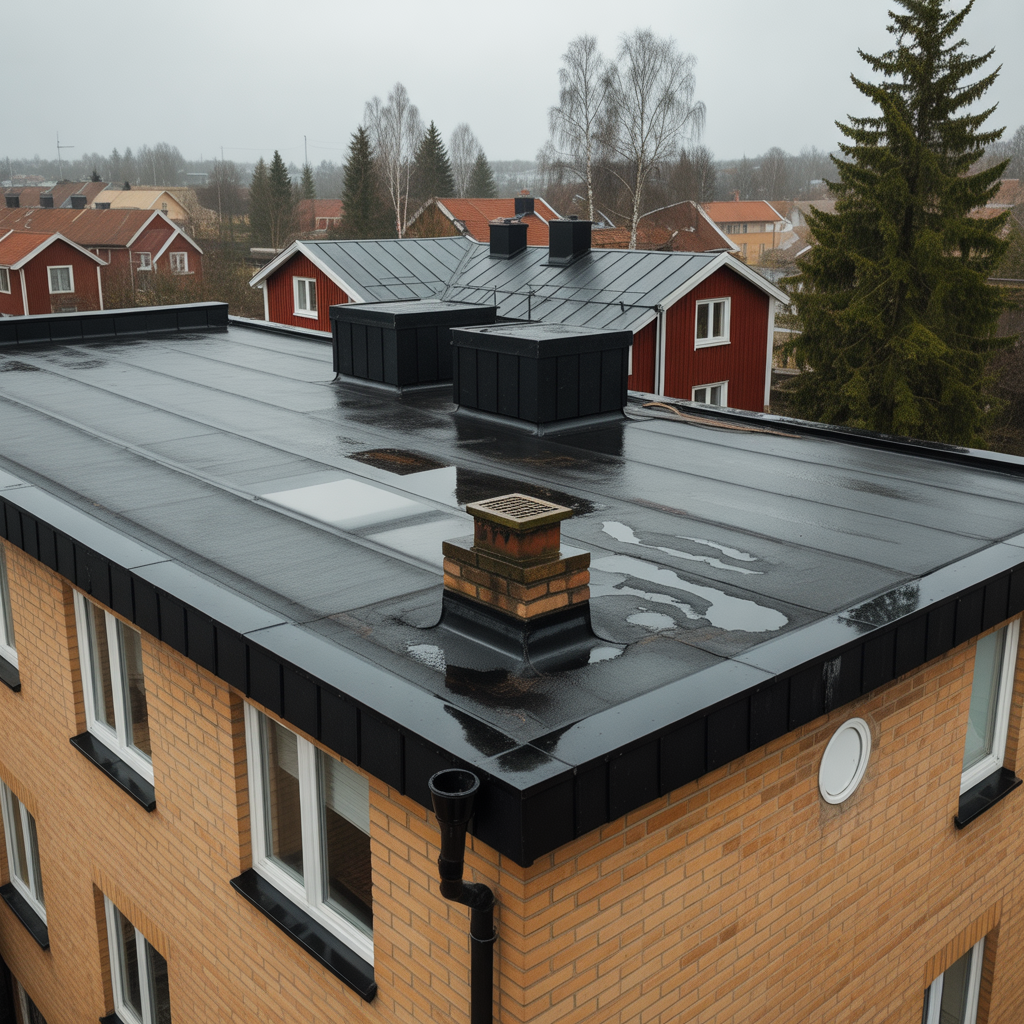 platta tak felsokning av lackage och staende vatten